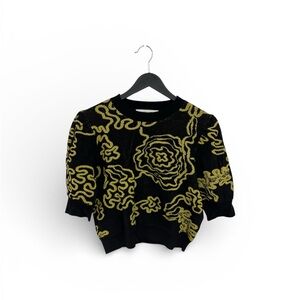Diane Von Furstenberg Black and Gold Patterned Sweater